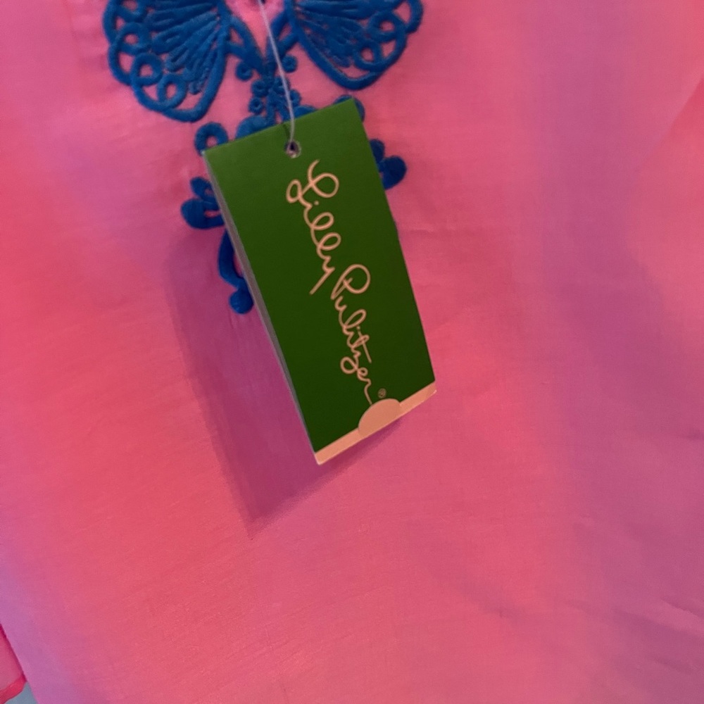Pink Mini Piet Cover Up silk Lilly Pulitzer girls top NEW w/ Tags XS (2-3) - Picture 7 of 9